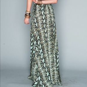 Show me your mumu snake print maxi skirt